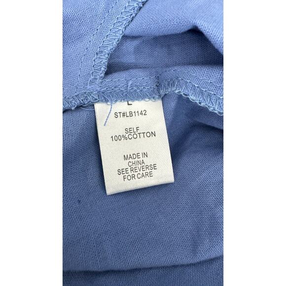 Better Be Womens Blue Button Up Short Sleeve Cotton Romper Collared Large NWT - Picture 13 of 13